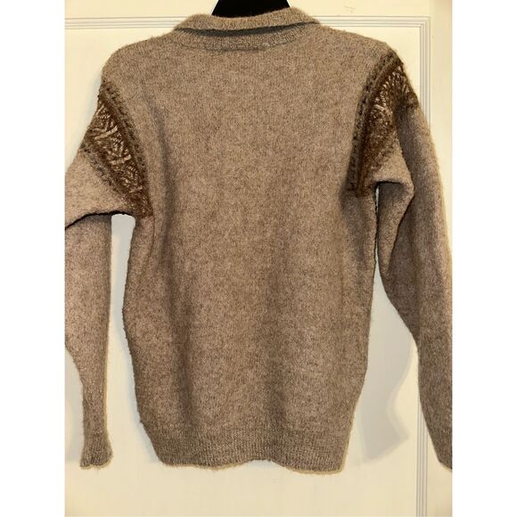 100% BABY ALPACA 3 BUTTON PULL-OVER polo LONG SLEEVE SWEATER Youth XL - Picture 4 of 4